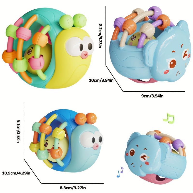 Cute And Interesting Hand-Held Baby Rattle, Puzzle Snail Elephant Rattle Plastic Ball, Plastic Material, Festival Can Send Birthday Gifts, Christmas, Easter, Newborn Souvenir Toy Ball(random Color)