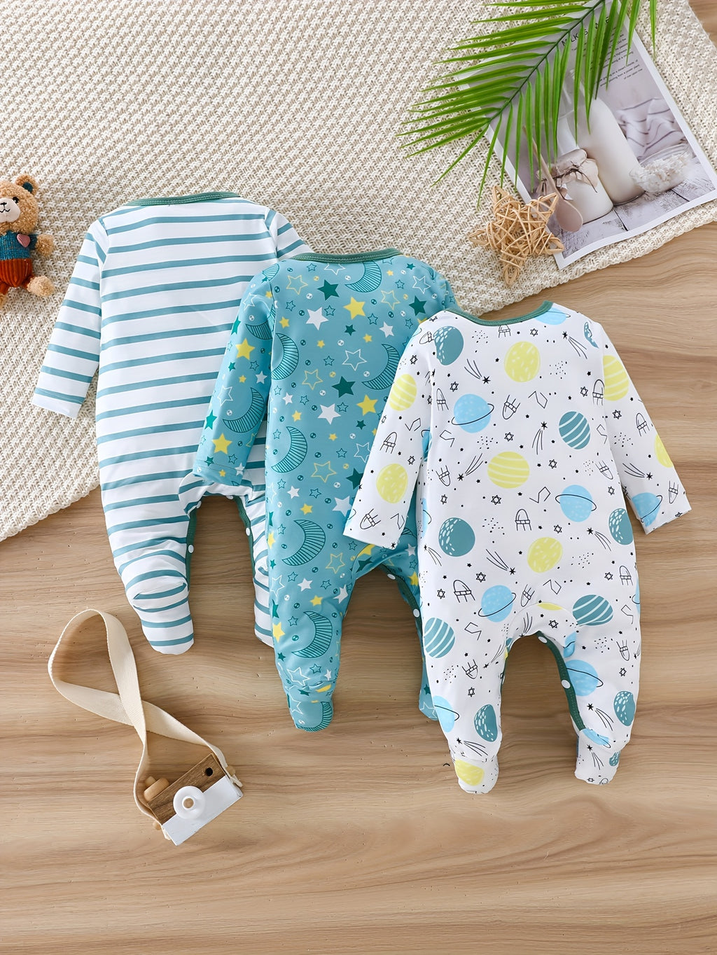 3pcs Set Baby Boys' Bodysuits, Infant Summer Boys' Rompers Outfits Cute Crawling Clothes with Elasticity for Outdoor Activities - Suitable for Infant Gifts And Clothing