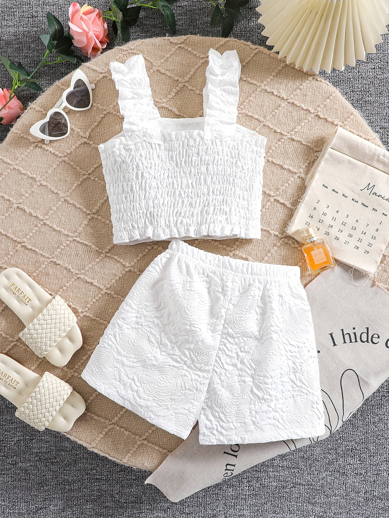 Girls' Trendy Casual Outfit Featuring a Sleeveless Top And Loose Shorts, Comes with an Additional Two-Piece Set, for Outdoor