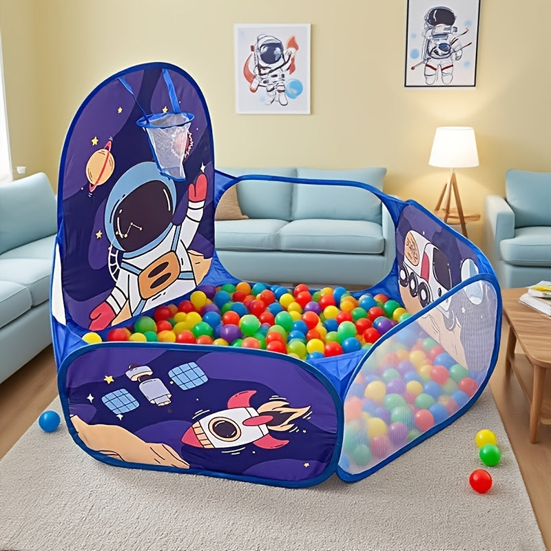 Deep Blue Hexagonal Space-Themed Ball Pit Play Tent for Kids, Indoor/Outdoor Space Playhouse, Pretend Playhouse for Boys and Girls, Ideal Birthday and Holiday Gift