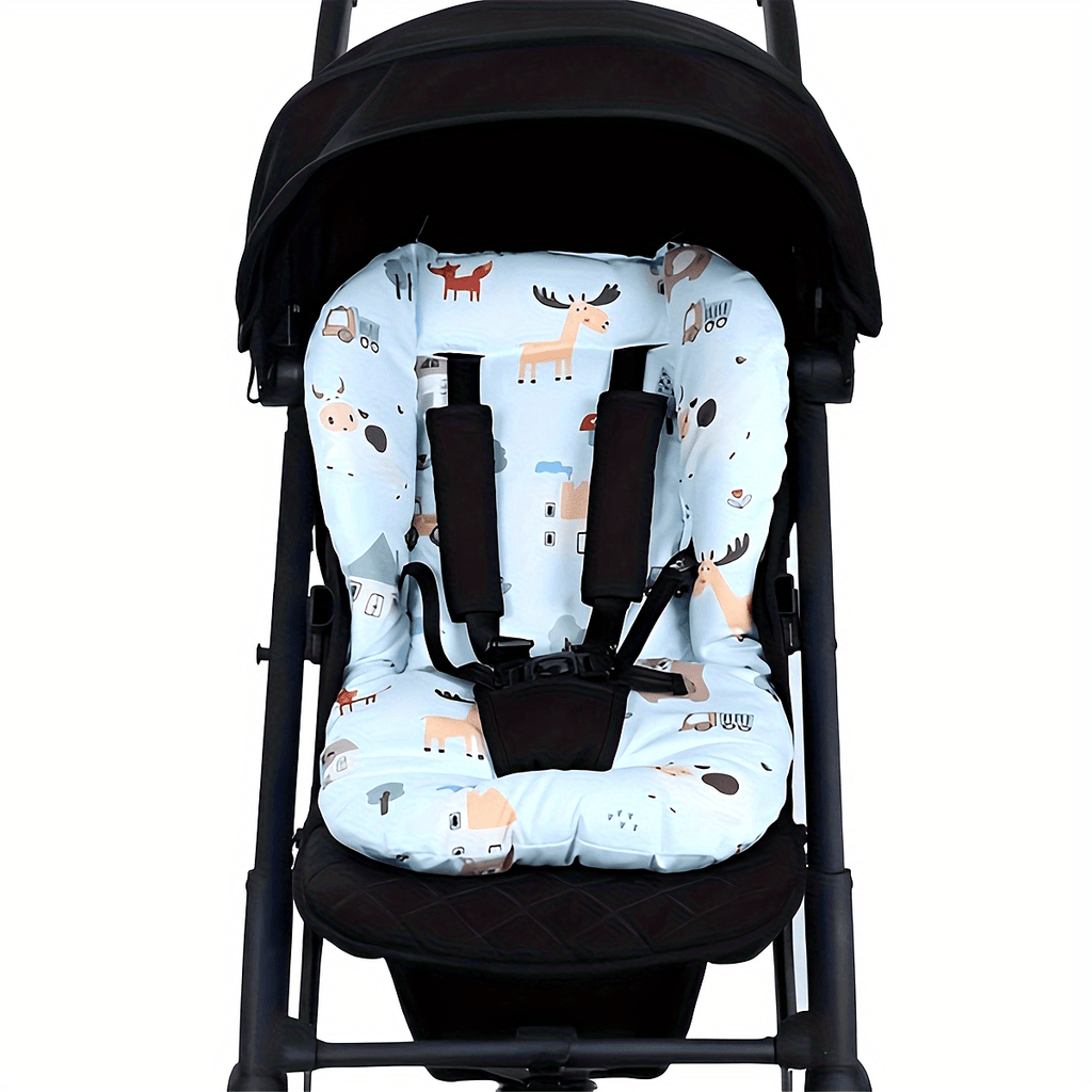 1pc Baby Stroller Seat Cushion, Animal Pattern, Universal for High Chair And Car Seat, Suitable for 0-3 Year Old Infants And Toddlers, Shoulder Strap Holes, with Perforated Design