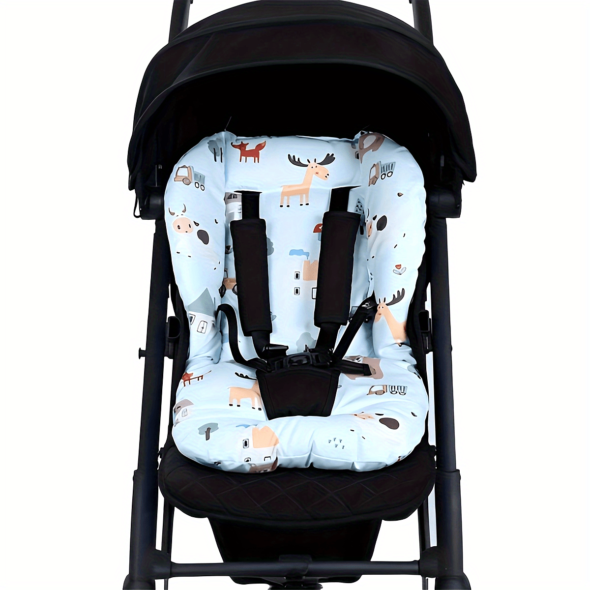 1pc Baby Stroller Seat Cushion, Animal Pattern, Universal for High Chair And Car Seat, Suitable for 0-3 Year Old Infants And Toddlers, Shoulder Strap Holes, with Perforated Design