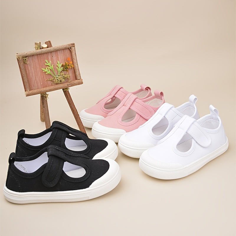 All-Season Daily Lightweight Breathable Comfortable Solid Canvas Shoes Girls' Outdoor Cute Pink White Black Walking Shoes Sneakers