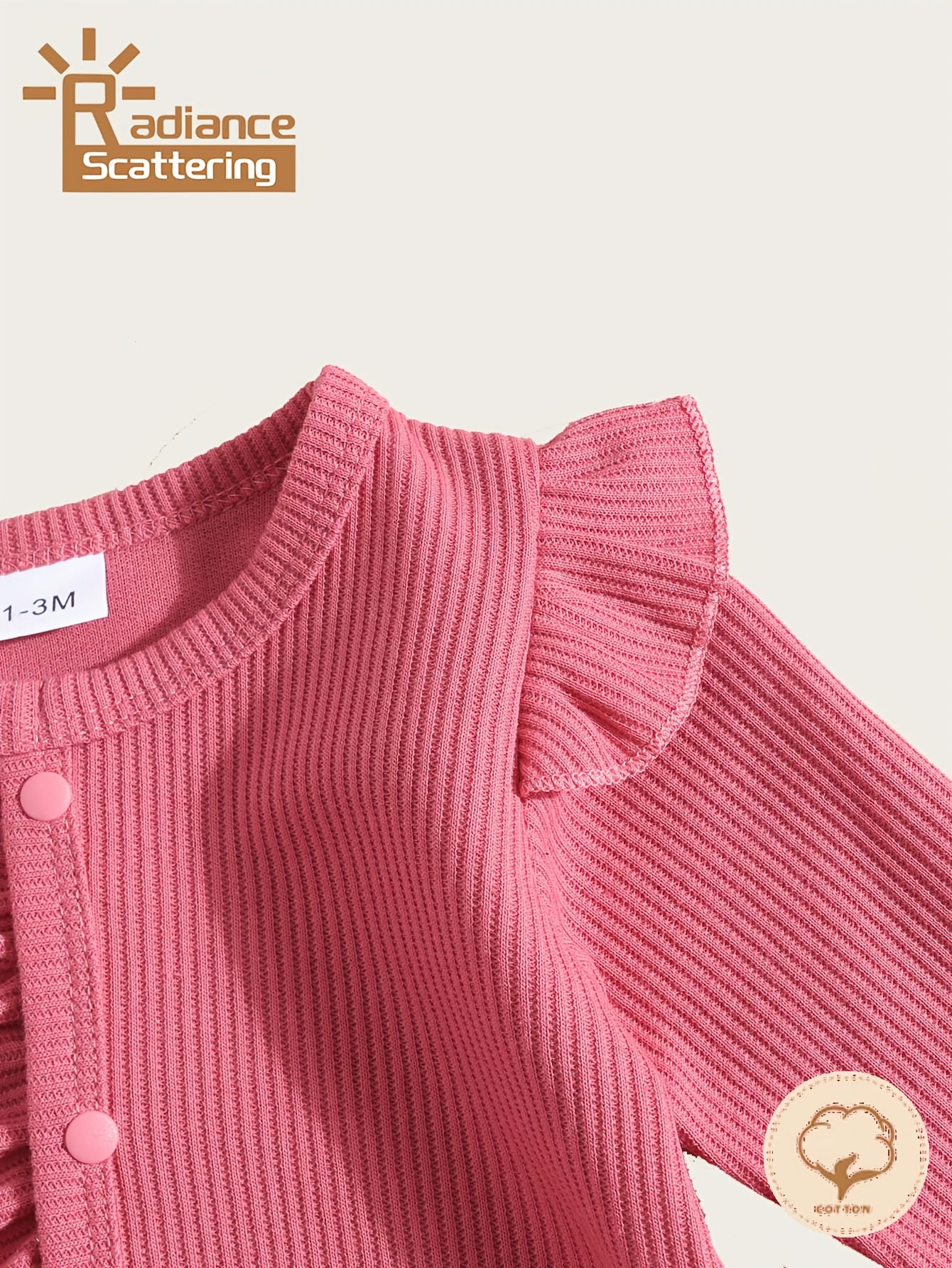 Conjunto de 2 piezas: Body de manga larga con volantes + Diadema para Bebé Niña 0-9 meses