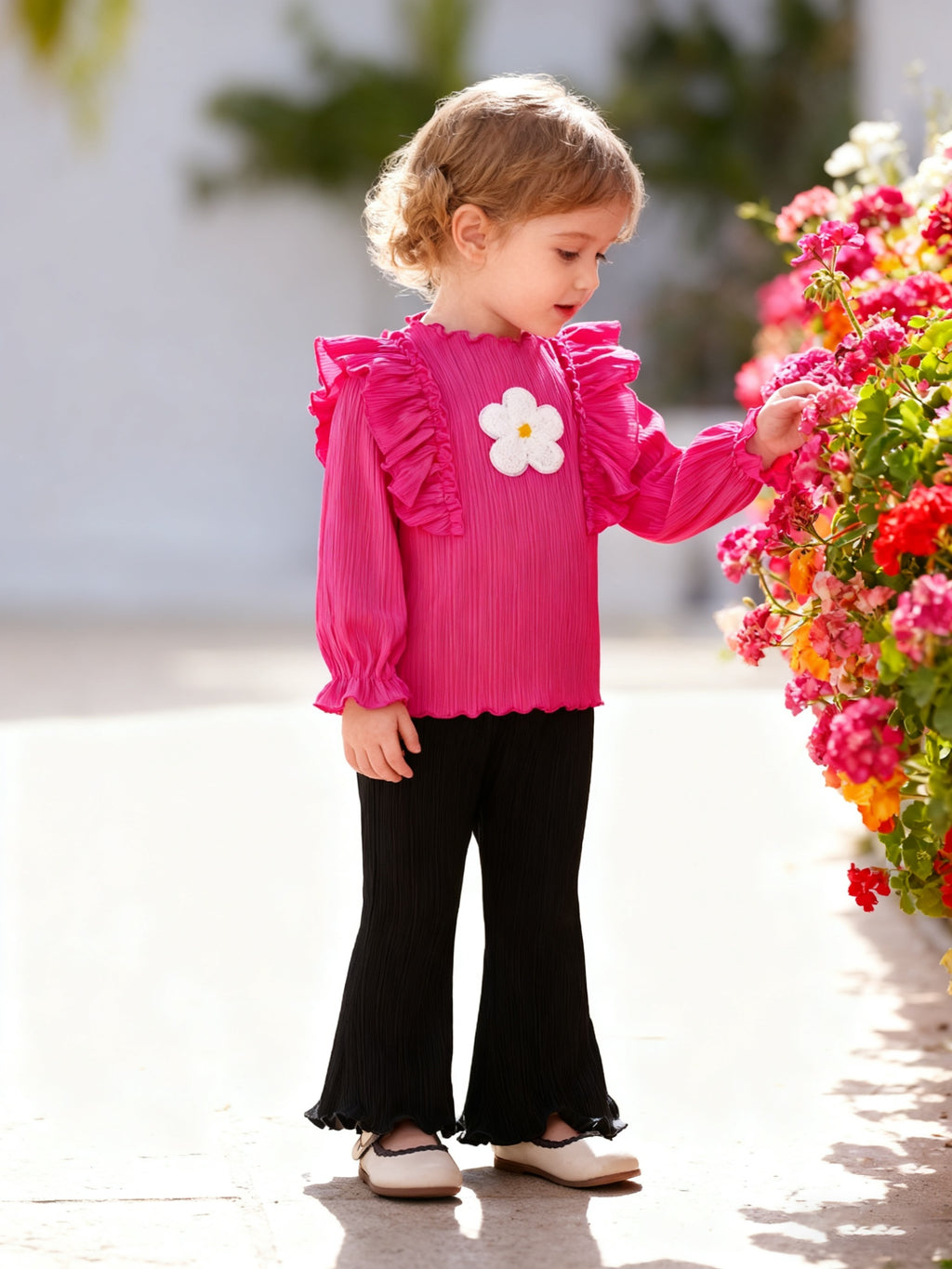 Baby Toddler Girl Clothes Long Sleeve Shirt Tops Bell Bottom Pants 2pcs Kid Little Girl Fall Winter Outfit, Perfect for Outdoor