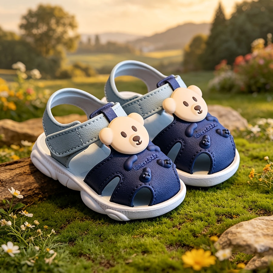 Boys' Soft Sole Casual Sports Sandals, Soft Toe Box, Anti-Tipping Baby Walking Shoes, Girls' Summer Breathable Cartoon Slippers