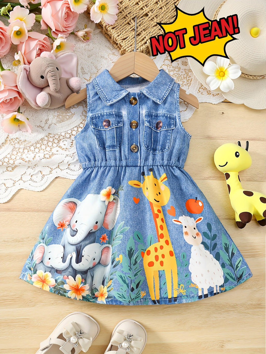 Collared Sleeveless Animal Print Dress