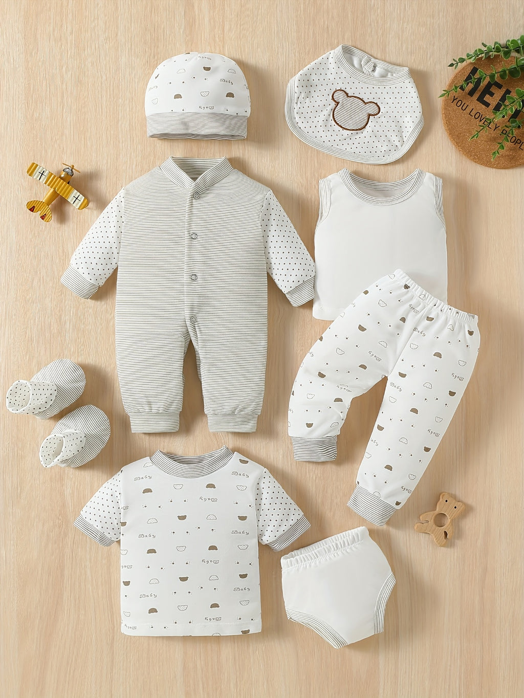 8pcs Baby Set Newborn Baby Clothes 0-3 Months Baby Jumpsuit Set Vest Underwear Set Full Gift