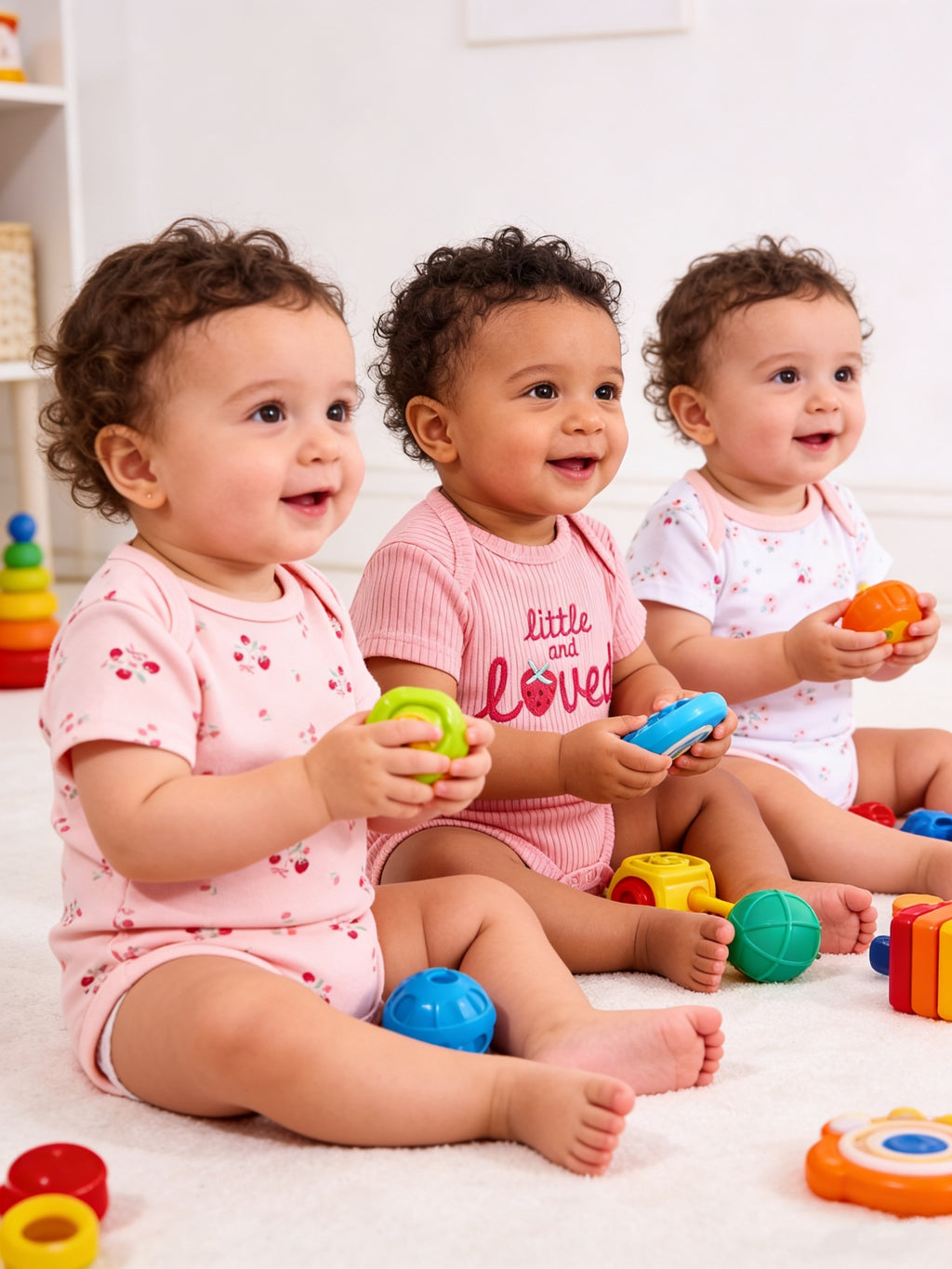 3-Pc Summer Baby Girl Pink Bodysuit Newborn Baby Skin-Friendly Breathable Romper, Refreshing And Beautiful Baby Triangle Climbing Suit, for Outdoor