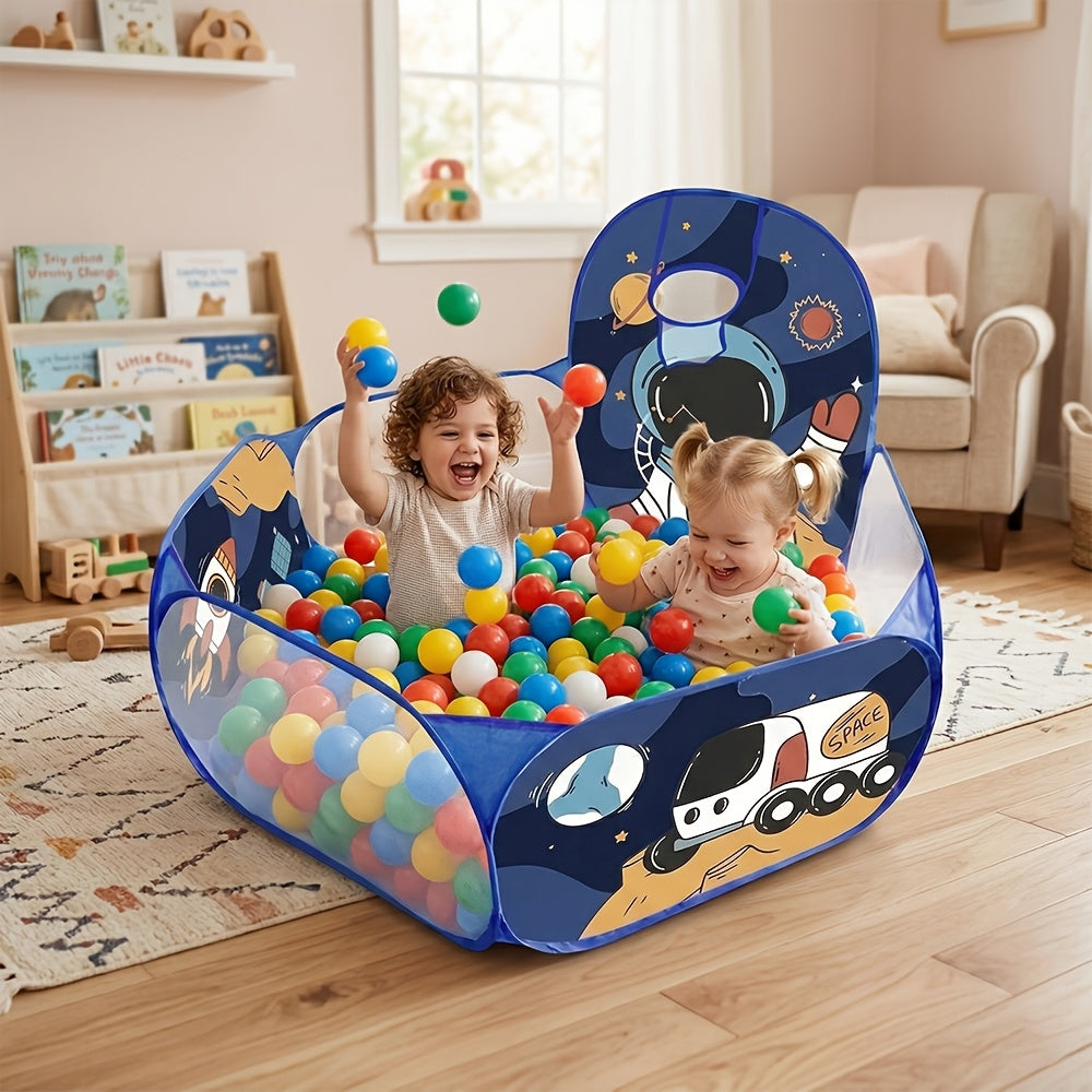 Deep Blue Hexagonal Space-Themed Ball Pit Play Tent for Kids, Indoor/Outdoor Space Playhouse, Pretend Playhouse for Boys and Girls, Ideal Birthday and Holiday Gift