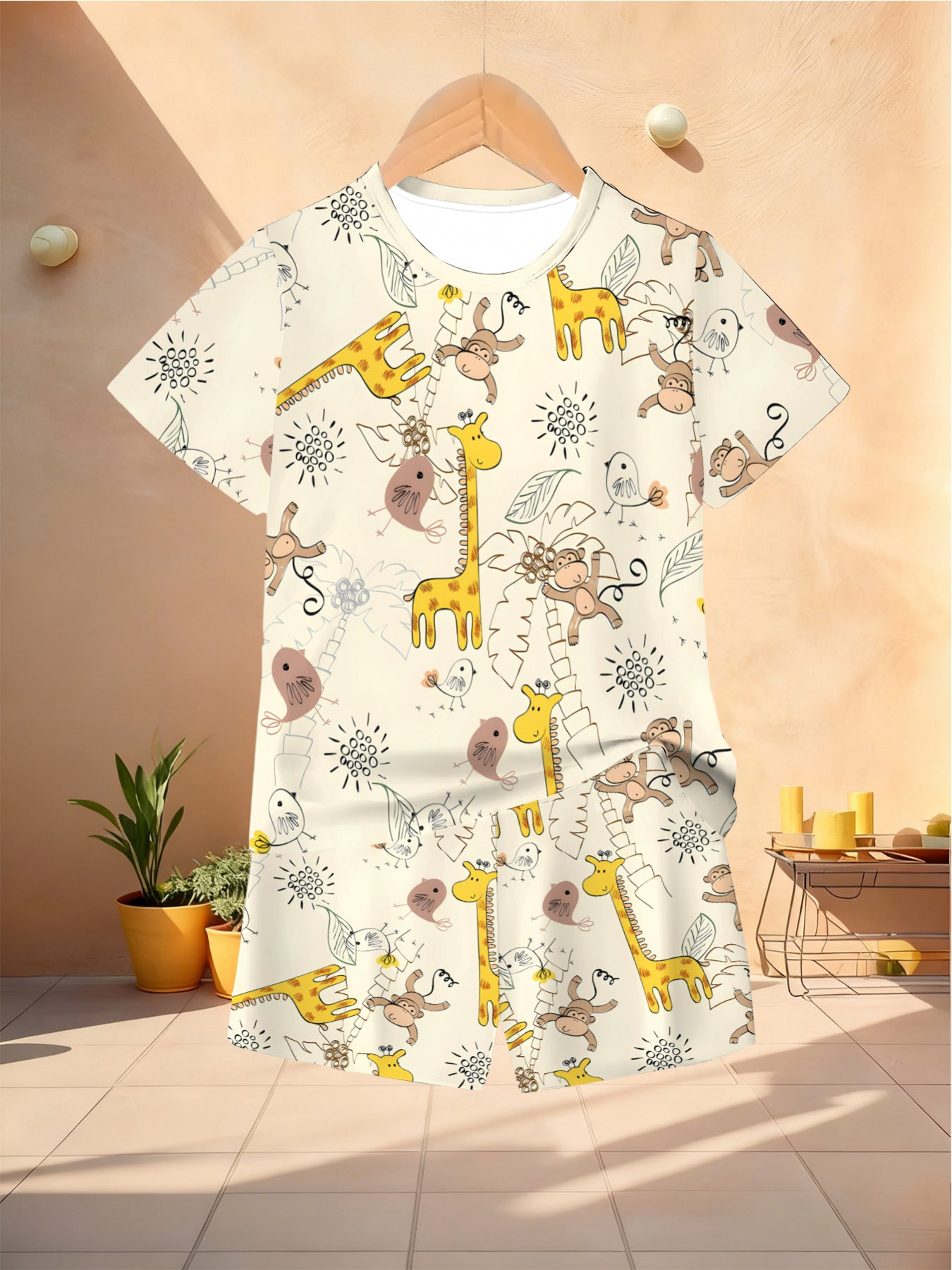 Conjunto de 2 piezas para viajes al aire libre, atuendo de manga corta y pantalones cortos para niños, estilo casual y a la moda