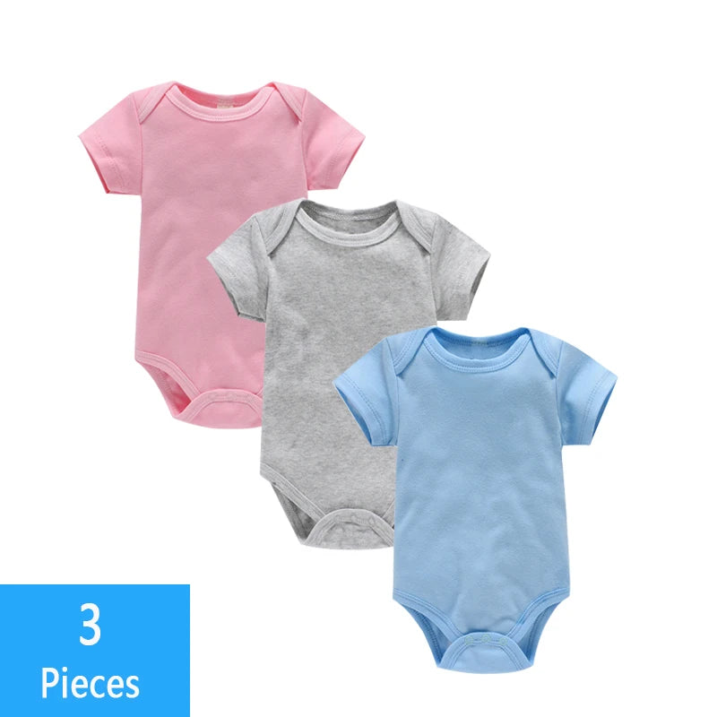 Set de 3 body-uri pentru bebeluși, 100% bumbac – Salopetă unisex pentru nou-născuți și sugari