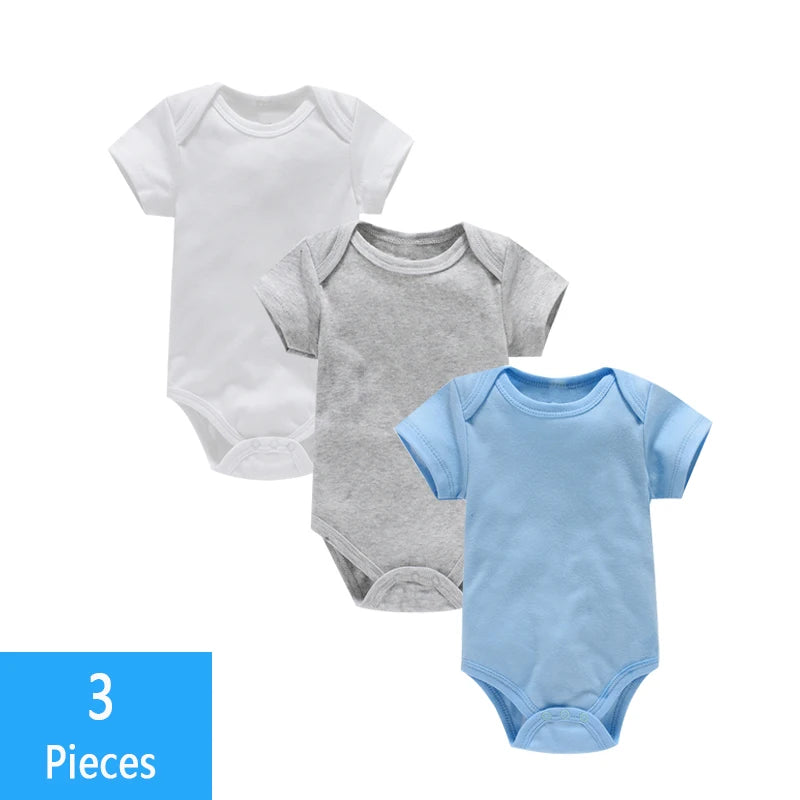 Set 3 Body-uri Bebe din Bumbac 100% – Salopetă Unisex pentru Nou-Născuți și Sugari