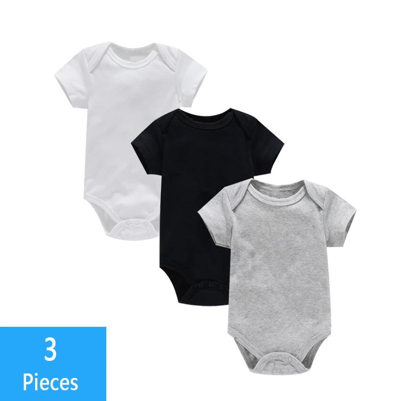 Set de 3 body-uri pentru bebeluși, 100% bumbac – Salopetă unisex pentru nou-născuți și sugari