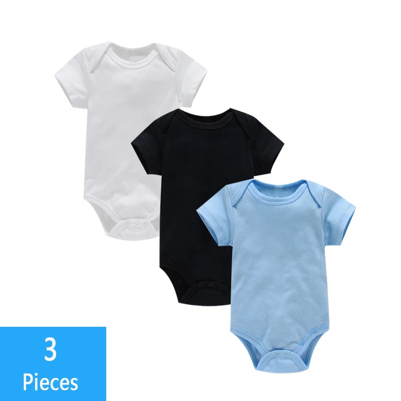 Set de 3 body-uri pentru bebeluși, 100% bumbac – Salopetă unisex pentru nou-născuți și sugari