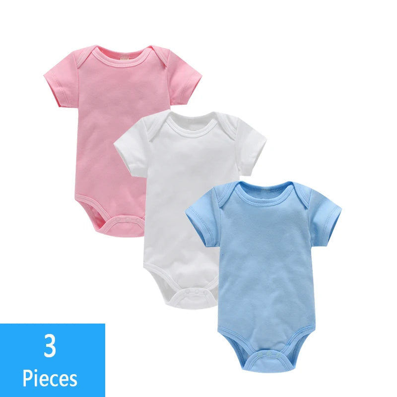 Set de 3 body-uri pentru bebeluși, 100% bumbac – Salopetă unisex pentru nou-născuți și sugari