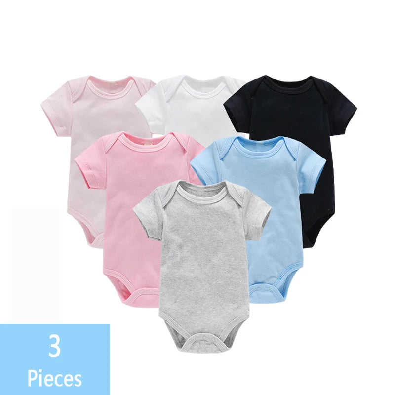 Set 3 Body-uri Bebe din Bumbac 100% – Salopetă Unisex pentru Nou-Născuți și Sugari
