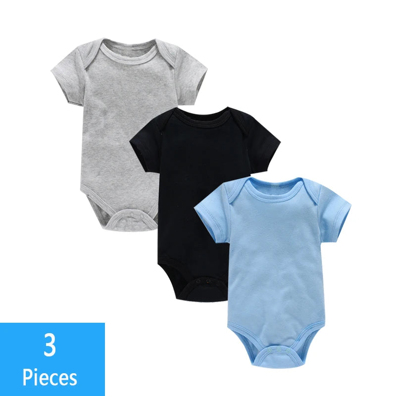 Set de 3 body-uri pentru bebeluși, 100% bumbac – Salopetă unisex pentru nou-născuți și sugari