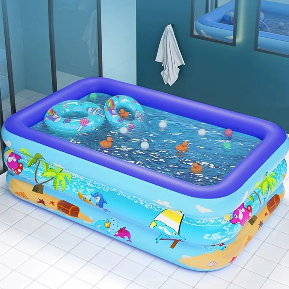 Piscina Hinchable de Verano para Bebés 120cm Grande con Marco Jardín Niños Bebé Bañera Ducha Juego de Agua Fiesta Juguetes Interior Exterior