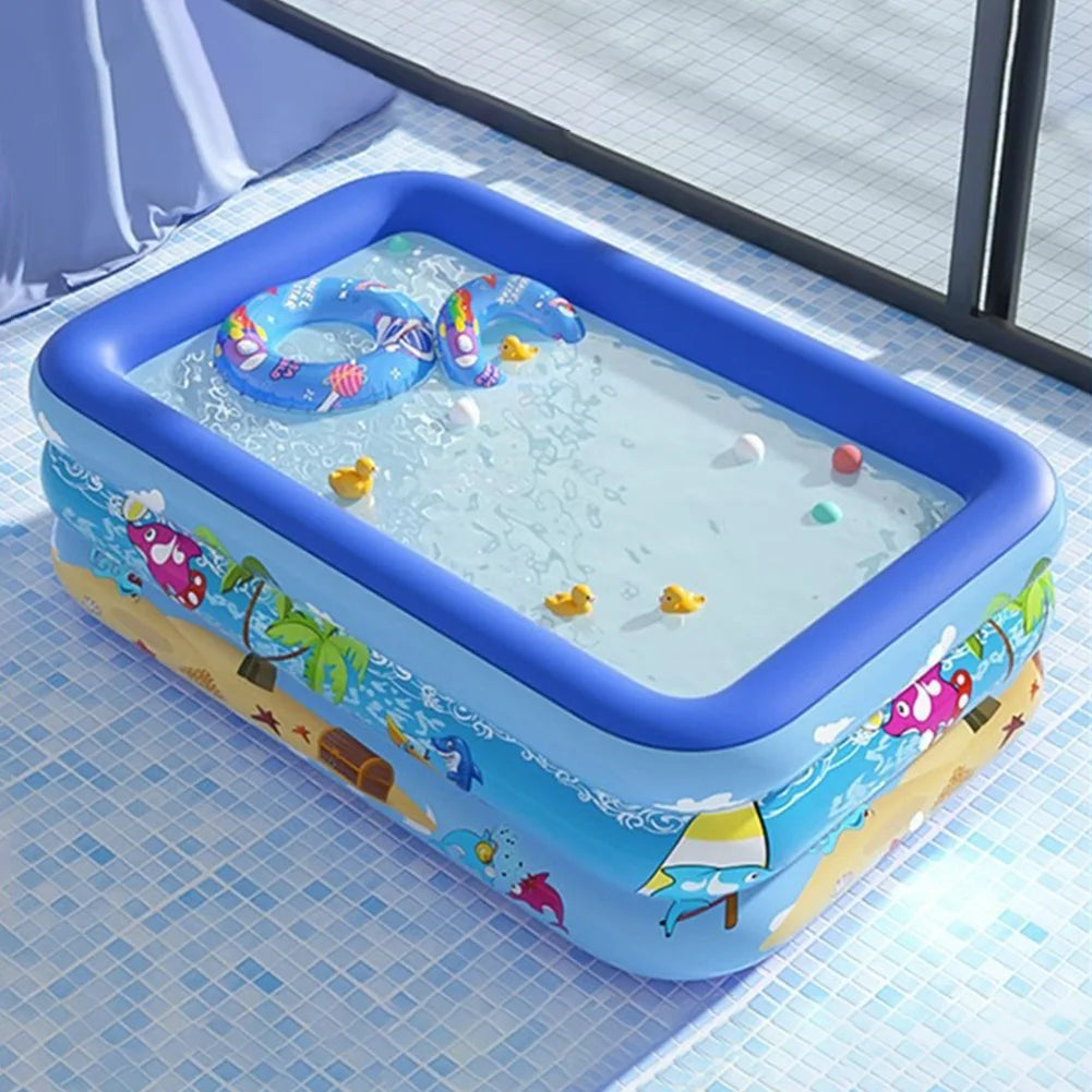 Piscina Hinchable de Verano para Bebés 120cm Grande con Marco Jardín Niños Bebé Bañera Ducha Juego de Agua Fiesta Juguetes Interior Exterior