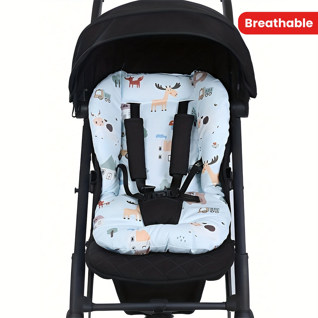 1pc Baby Stroller Seat Cushion, Animal Pattern, Universal for High Chair And Car Seat, Suitable for 0-3 Year Old Infants And Toddlers, Shoulder Strap Holes, with Perforated Design