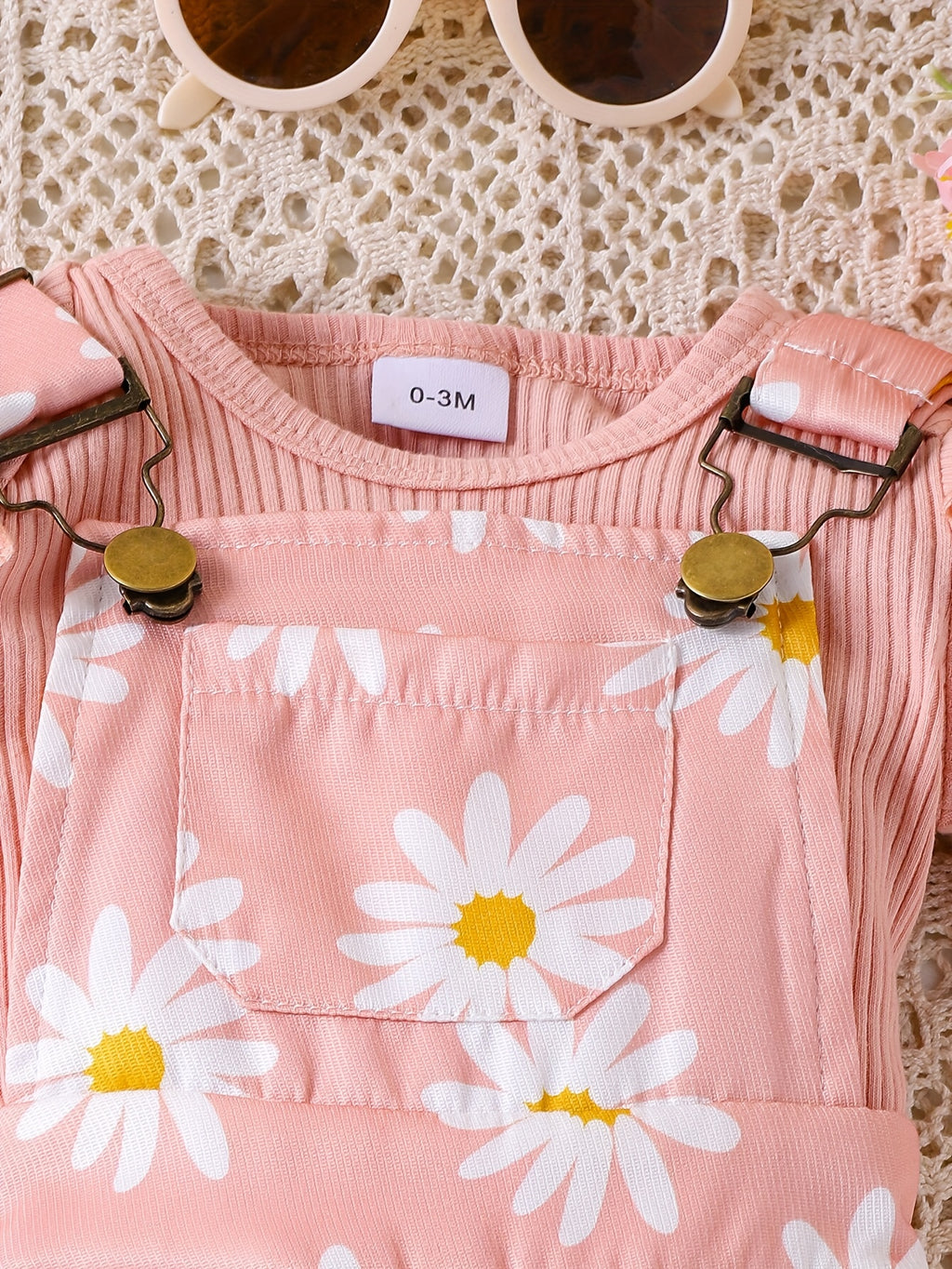 Children'S Baby Clothing 2pcs Set, Solid Short Sleeve Ruffled Top Practical And Convenient Bodysuit, Newborn Baby Jumpsuit with Print And Pocket Overalls, for Outdoor