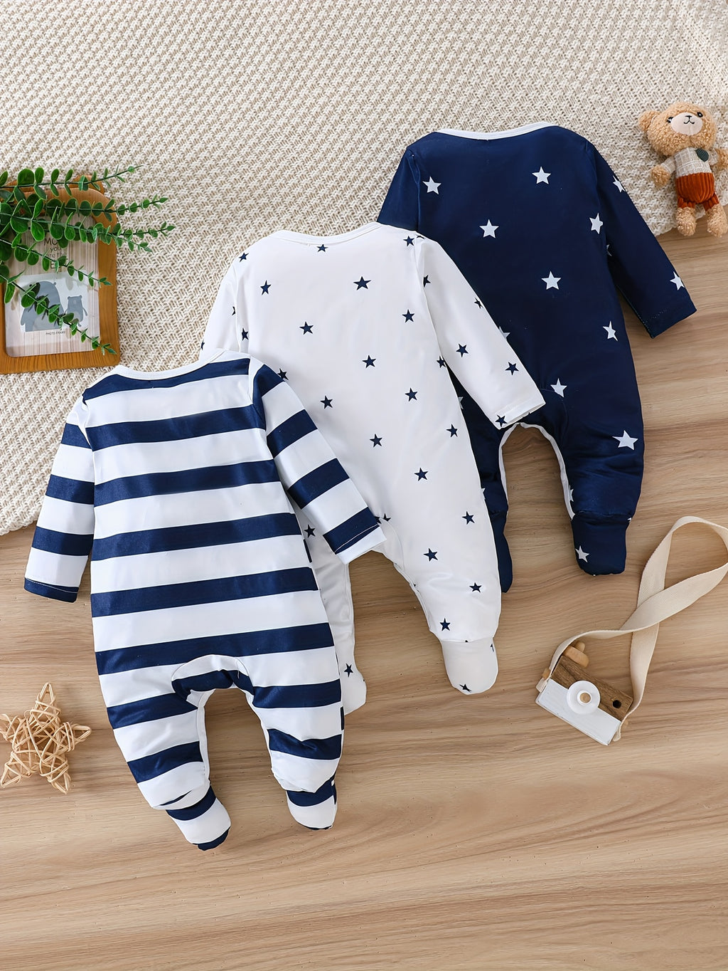 3pcs Set Baby Boys' Bodysuits, Infant Summer Boys' Rompers Outfits Cute Crawling Clothes with Elasticity for Outdoor Activities - Suitable for Infant Gifts And Clothing