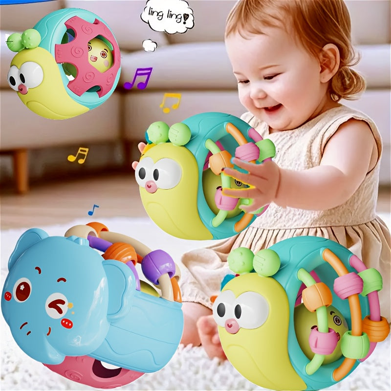 Cute And Interesting Hand-Held Baby Rattle, Puzzle Snail Elephant Rattle Plastic Ball, Plastic Material, Festival Can Send Birthday Gifts, Christmas, Easter, Newborn Souvenir Toy Ball(random Color)