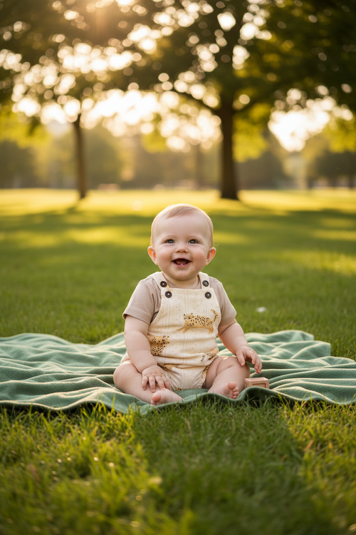 Bebe în compleu în parc