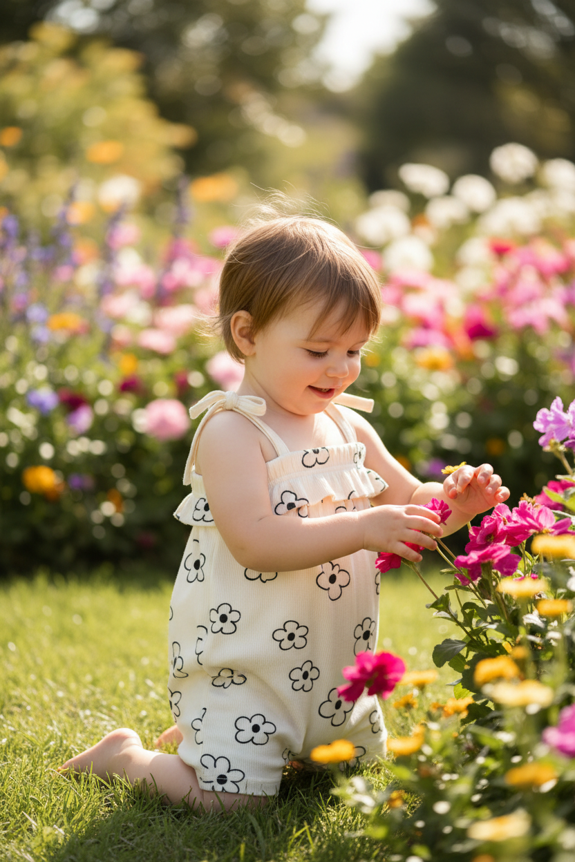 Bebelușă mărimea 92 grădină salopetă floricele