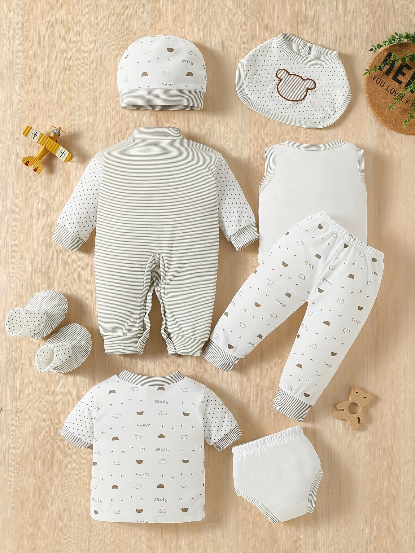 8pcs Baby Set Newborn Baby Clothes 0-3 Months Baby Jumpsuit Set Vest Underwear Set Full Gift