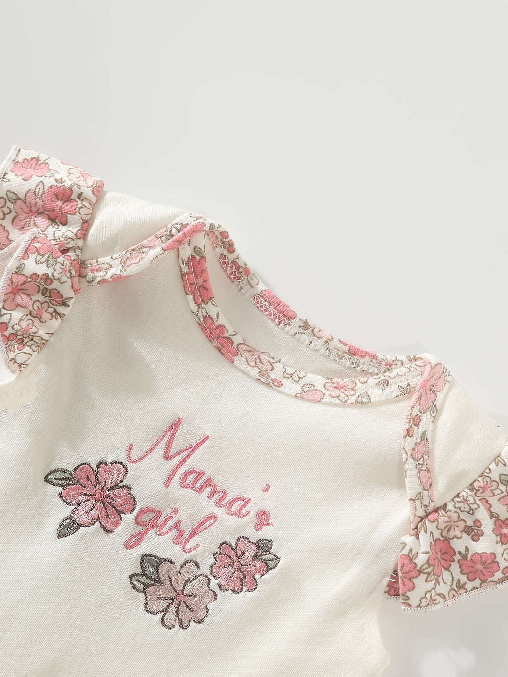 5pcs Set Newborn Butterfly Embroidered Romper with Lace Trim Short Sleeve Bodysuit, Baby Clothing Suitable for 0-9 Months Girls for Outdoor Activities, Perfect for Outdoor