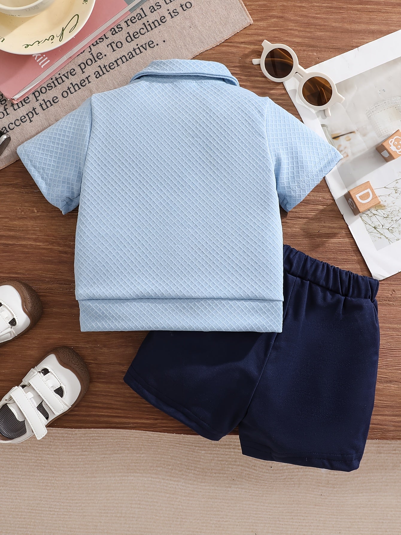 Conjunto de ropa de verano para niño pequeño, sudadera de manga corta y pantalones cortos de color liso, ideal para niños de 1 a 3 años, para actividades al aire libre