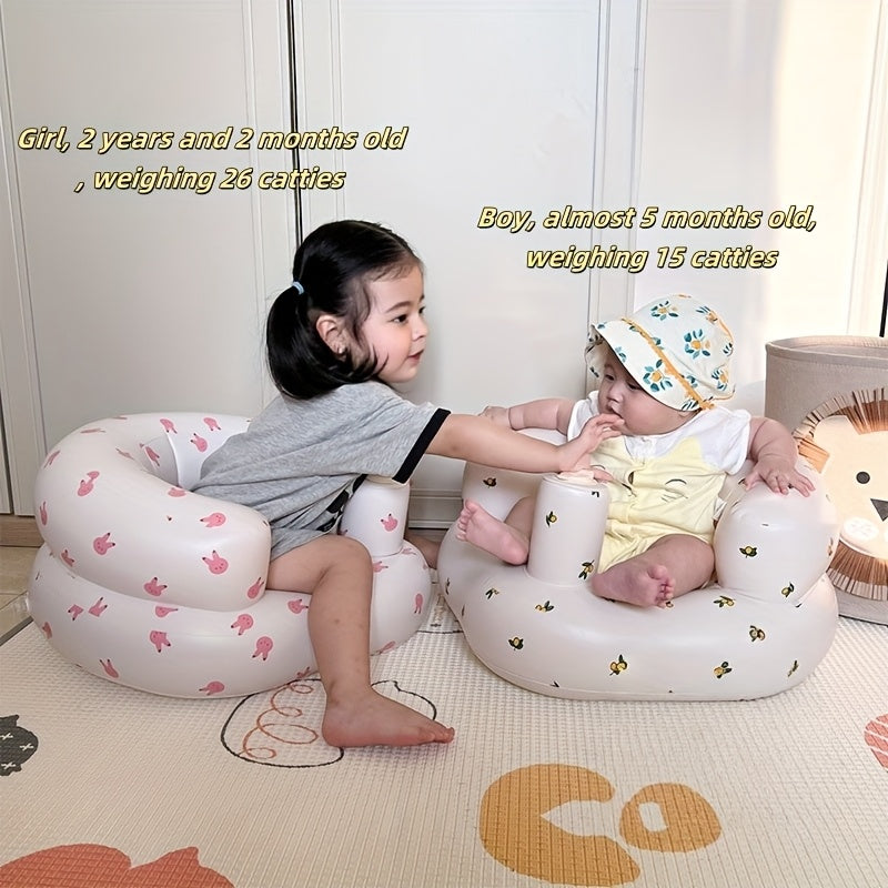 1pc Cartoon Inflatable Seat with Built-in Air Pump, Portable Inflatable Children's Chair, Suitable for 3-36 Months Babies, Floor Seat, Comfortable Sofa for Indoor and Outdoor, Beach Sofa
