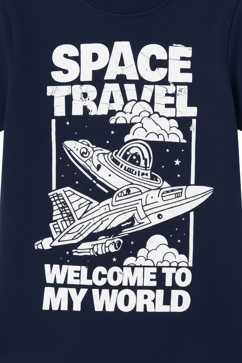 Tricou Băieți Space Travel - Detaliu Print